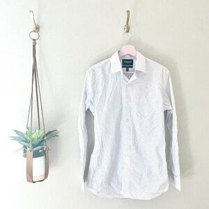 Bonobos White with Blue Dot Athletic Fit Dress Shirt 15.5 x 34